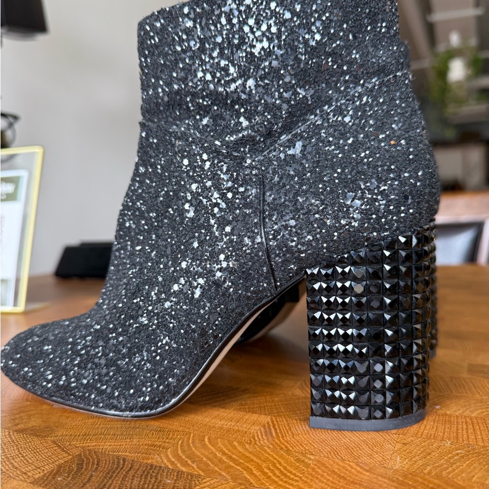Michael Kors Sparkling Block Studded Black Ankle Boots 7.5